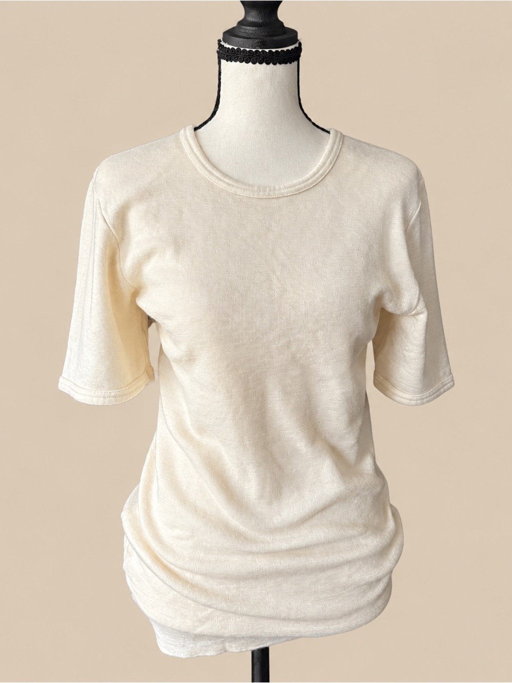Vintage 100% Wool Cream Base Layer Made in France M